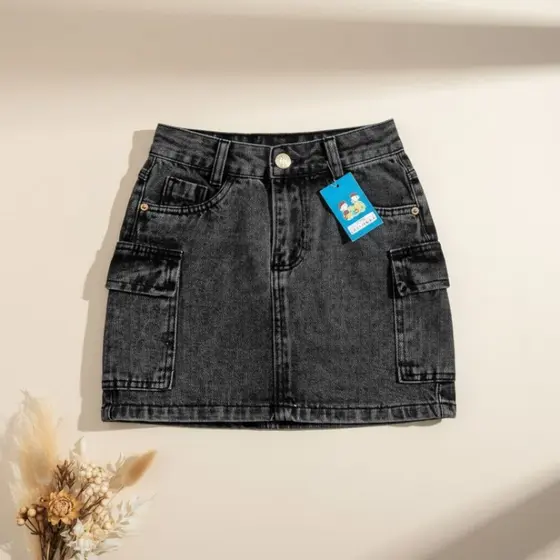Saia Cargo Grafite Jeans nfantil e Juvenil Do 4 ao 16