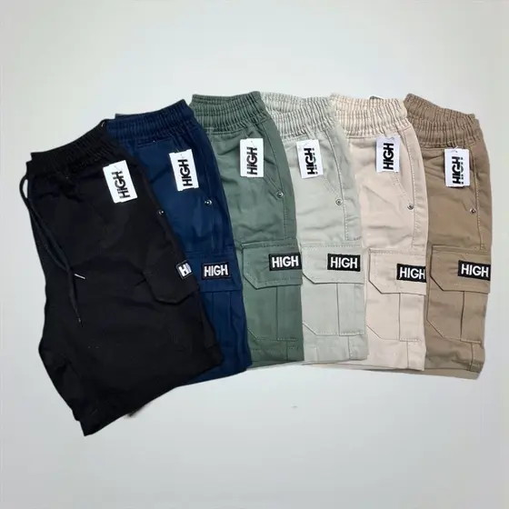 Bermuda Cargo Infantil Menino Skatista Bolsos Laterais 2 ao 16 Short Confortável Casual Algodão