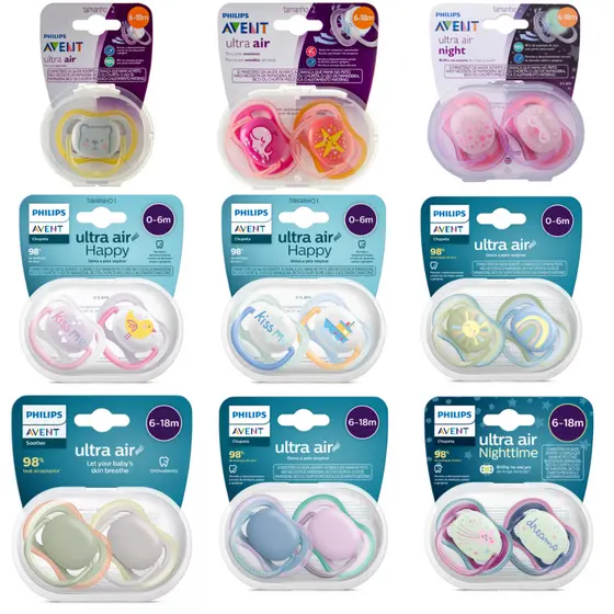 Chupeta Ultra Air Bico Simétrico Avent Philips 0-6m 6-18m 18m+ Todos Tamanhos