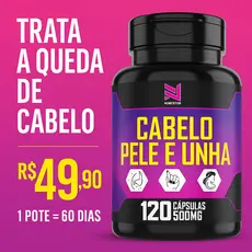 Vitamina para Queda de Cabelo e Unhas Fracas Cabelo Pele e Unha 120 Cápsulas Fortalecedor Natural