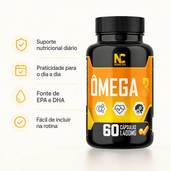 Ômega 3 60 Cápsulas 1400mg EPA 360mg DHA 240mg Coração, Memória e Colesterol