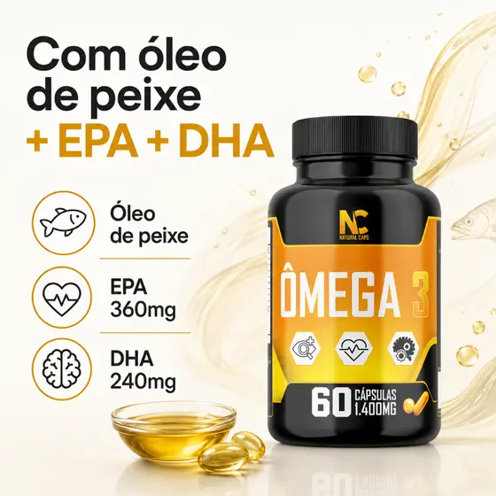 Ômega 3 60 Cápsulas 1400mg Coração, Memória, Colesterol, Saúde Cerebral