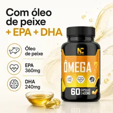Ômega 3 60 Cápsulas 1400mg Coração, Memória, Colesterol, Saúde Cerebral
