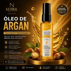 Reparador Óleo de Argan Profissional 60ml Reparação Imediata, Brilho Intenso e Nutrição dos Fios