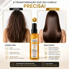 Óleo de Argan Para Cabelos Reduz Frizz, Dá Brilho Espelhado e Reparador de Pontas 60ml