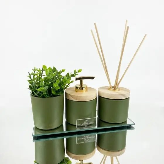 Kit Lavabo Picolo Verde Fosco Madeira