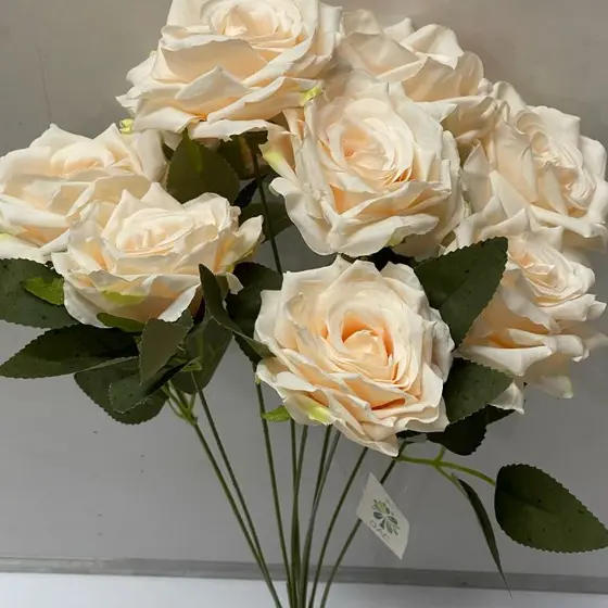 Rosa Artificial (CC514) 🌹 Galho de Rosa Artificial com 9 Rosas – aita 47cm