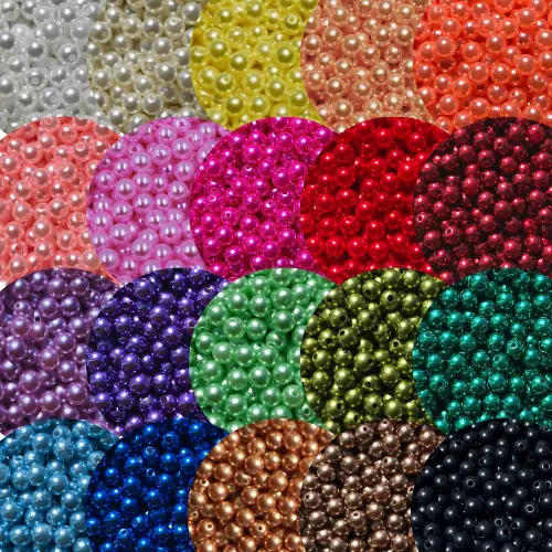 Até 200 Peças Pérola 08MM Inteira com Furo ABS Pulseira Laços Amizade Miçanga