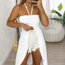 Blusa Bata Feminina Elegante Frente Única Alongada Com Armação no Tecido Duna Casual.