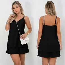 Vestido Feminino Curto de Alça Soltinho Elegante com Babado Verão Alcinha Moda Verão.