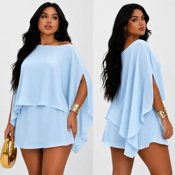 Conjunto 3 Peças Top , Capa e Short Saia Moderno com Caimento Estiloso no Tecido Duna Elegante.