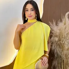 Conjunto Feminino Ombro a Ombro Tecido Duna Look Elegante Festa.