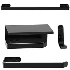 Kit Acessórios Para Banheiro Preto Fosco 4 Peças MAX