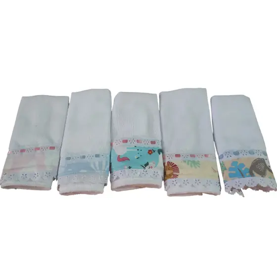 Kit 4 toalhinha de Boca de Bebe Tecido Felpudo 38x21 Cores Variadas