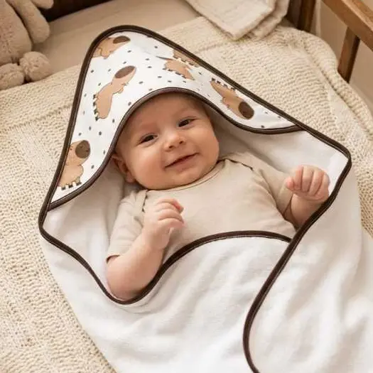 Toalha de Banho para Bebê com Capuz Felpuda Macia e Absorvente Recém-Nascido