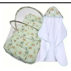 Kit Berço Portatil + Toalha de Banho de Bebe
