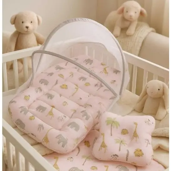 Berço Portátil Com Mosquiteiro Personalizado Para Bebê Menina e Menino Ninho Enxoval