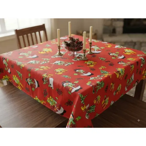 Toalha de Natal Estampada Oxford 4,6,8,10 Cadeiras - Decoração de Mesa