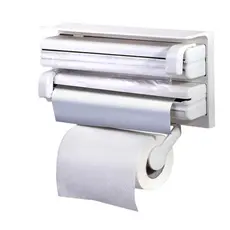 Suporte De Papel Toalha Aluminio Filme 3 em 1 Prático Organização Cozinha