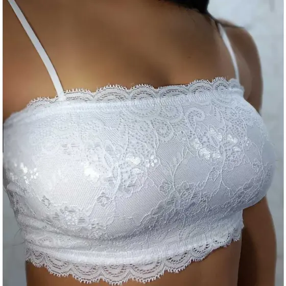 CROPEDD FAIXA RENDA alça fina sem bojo top faixa cod.1589