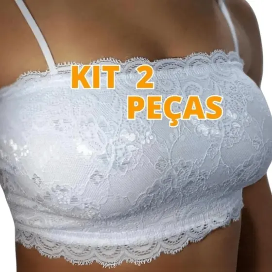 Kit 2 Cropedd faixa renda alça fina sem bojo top cropped feminino cod.1589