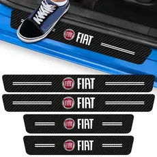 Kit 4 Peças Adesivo Soleira de Porta Carro Modelo Fiat Proteção Fibra de Carbono Anti Arranhões