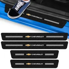 Kit 4 Peças Adesivo Soleira de Porta Carro Modelo Chevrolet Proteção Mod. Fibra de Carbono Anti Arranhões