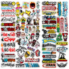 Cartela de adesivos 77 unidades - para Bike Carro Moto Capacete impreshow M31