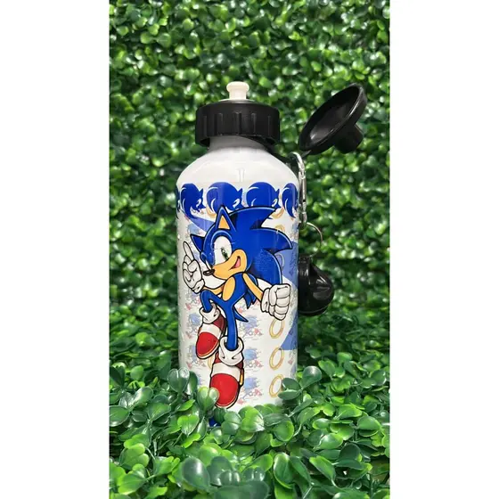 Garrafa Personalizada Sonic com Nome 600ml Alumínio Squeeze Cantil Escolar Infantil Presente Criança