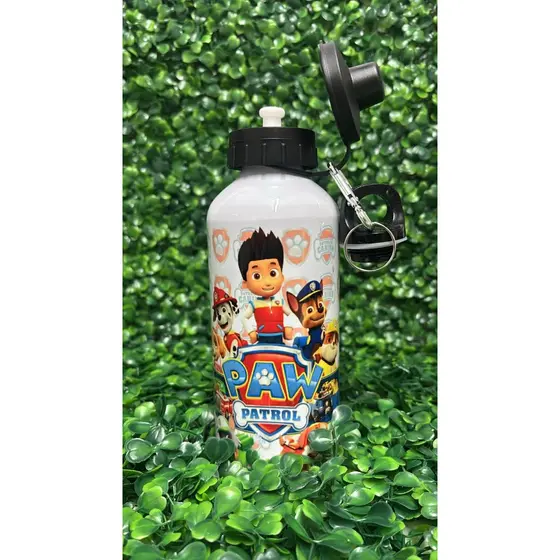 Garrafa Personalizada Patrulha Canina com Nome 600ml Alumínio Squeeze Cantil Escolar Infantil
