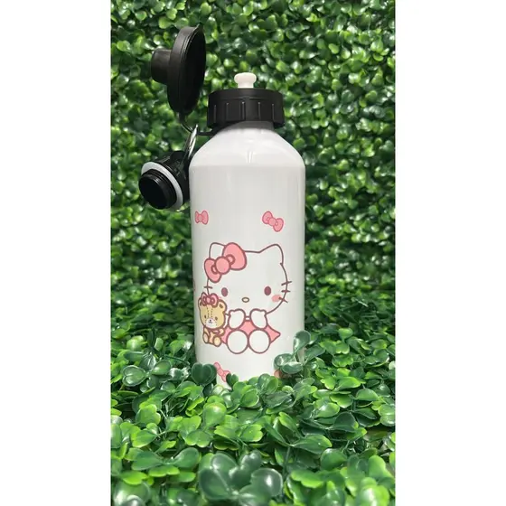Garrafa Hello Kitty Personalizada com Nome 600ml Alumínio Squeeze Cantil Escolar Infantil