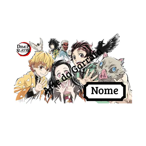 Garrafa Demon Slayer Personalizada com Nome 600ml Alumínio Squeeze Tanjiro Nezuko Anime Presente