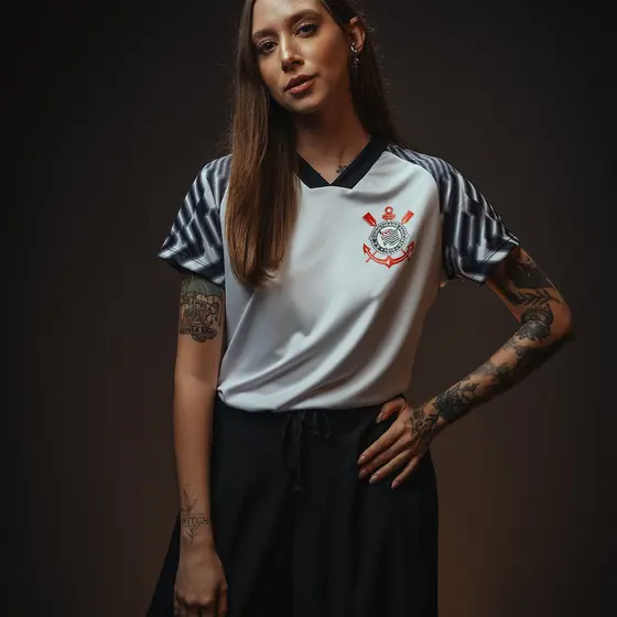 Camisa Corinthians SCCP Lines Branca Feminina Oficial