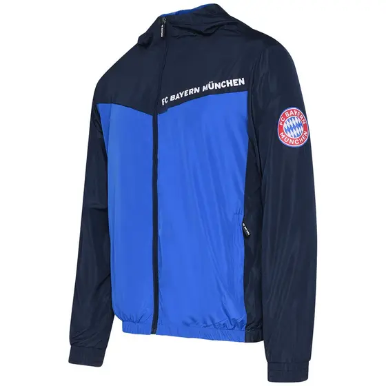 Jaqueta Corta Vento Bayern de Munique Capuz Azul Masculina Oficial