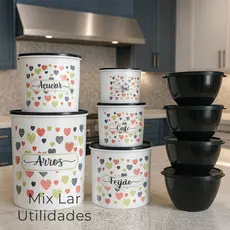Kit Potes Para Mantimentos Cozinha 5 Peças + 4 potes boll para organizar alimentos
