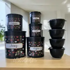 Kit potes para mantimentos com 5 peças + 4 potes redondos para cozinha