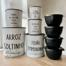 Kit potes de mantimentos para cozinha 5 peças + 4 potes redondos Boll de plástico