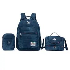 Kit Mochila Escolar Estojo Lancheira Térmica Juvenil Infantil Bolsa Menina Viagem
