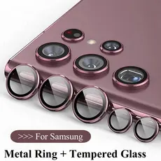 5 Peças Para Samsung Galaxy S26 Ultra S25 S24 S23 S22 Plus FE Protetor De Tela De Lente De Câmera Anel De Metal Com Vidr