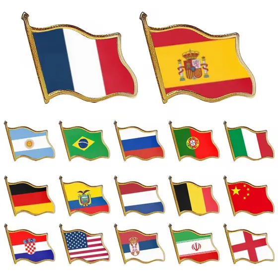 Brasil , Shaki , Rússia , Argentina , Alemanha , México , Coréia Do Sul Emblema De Lapela De metal Com Bandeira Nacional