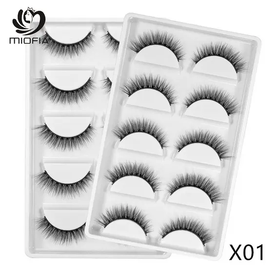 Caixa De 5 Pares De Cílios Postiços Naturais Modelo X01 X05 X06 X08 S19