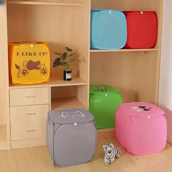 Cesto Organizador Para Brinquedos Roupas Dobrável Com Tampa Multiuso1 Und