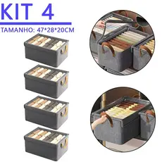 KIT 4 Caixa com Tampa de Armazenamento para Roupas, Brinquedos Infantis, Íntimas e Calças