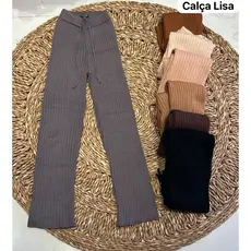 Calça Feminina Com Amarra de Tricô Modal