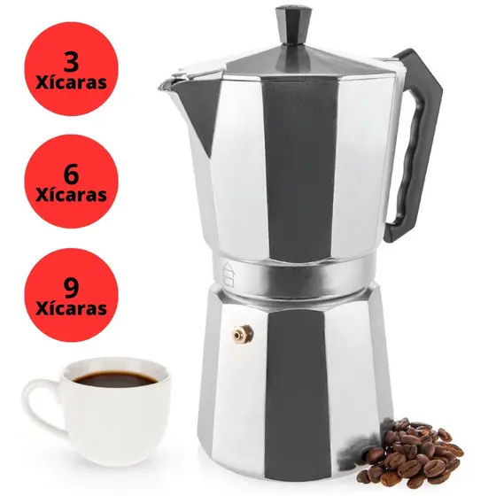 Cafeteira Italiana de Alumínio Café Expresso 3, 6, 9,12 Xícaras Cafeteira Italiana Moka Express Aço