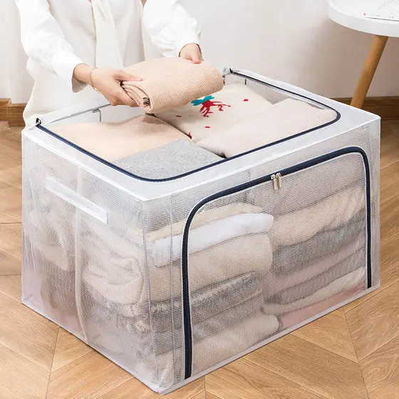 Organizador Multiuso Caixa Organizadora De Guarda Roupa Flexivel Com Ziper 50x40x30cm Grande
