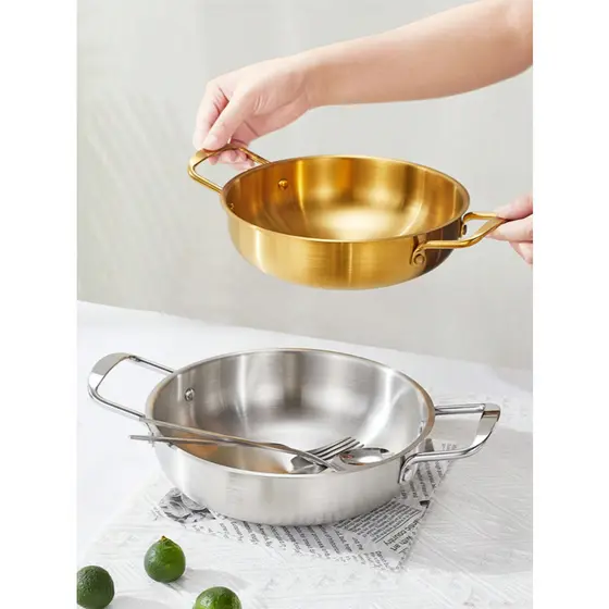 Panela Dourada em Aço Inox com Alças Duplas – 6 Tamanhos Elegante e Funcional para Cozinha