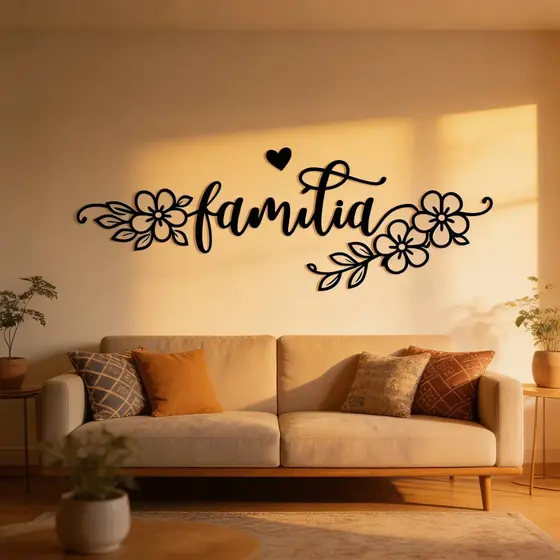 Quadro Decorativo para parede Família | em MDF 3mm Preto