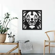 Quadro Aplique de Parede decorativo leão mdf 3mm Preto