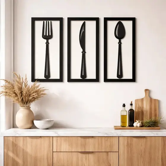 Quadro Decorativo Talheres Preto